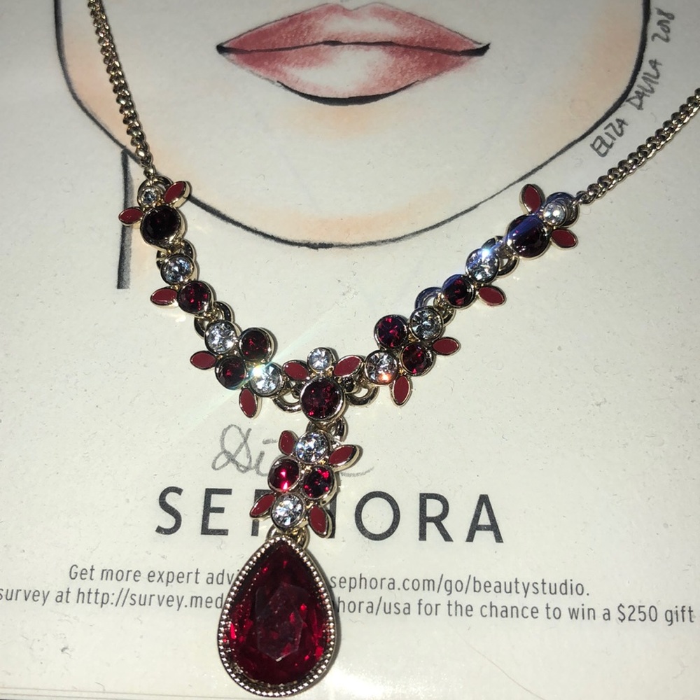 Givenchy garnet red gold necklace